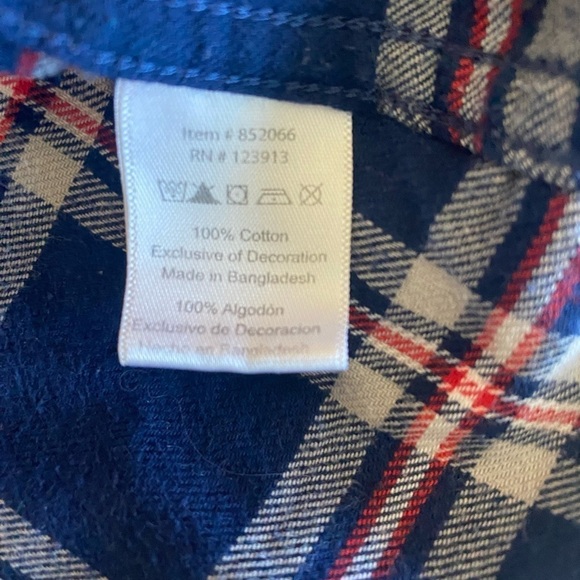 Plaid Flannel Blue Red Boys Style Jachs Girlfriend Button Down Shirt Size Large - Picture 9 of 10